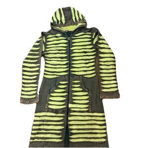 KPC Long Jacket Womens Large Boho Hooded Full Zip 100% Cotton Read Decsription